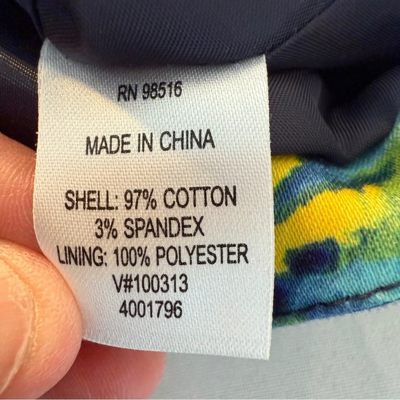 Coldwater Creek Floral Zip Jacket P16 Petite Blue Green White Ruched sleeves - Picture 6 of 6